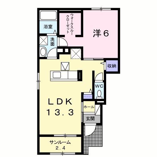 フィオーレ プリート I(1LDK/1階)の間取り写真