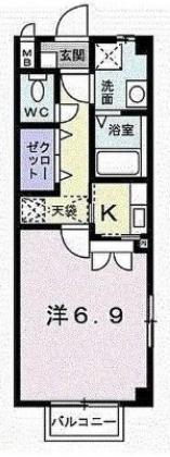 セレピック井尻(1K/1階)の間取り写真