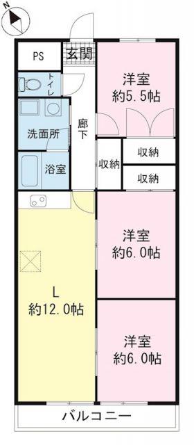 メゾン興国(3LDK/4階)の間取り写真