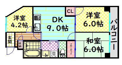 ジョイフルハイツ2(3DK/2階)の間取り写真