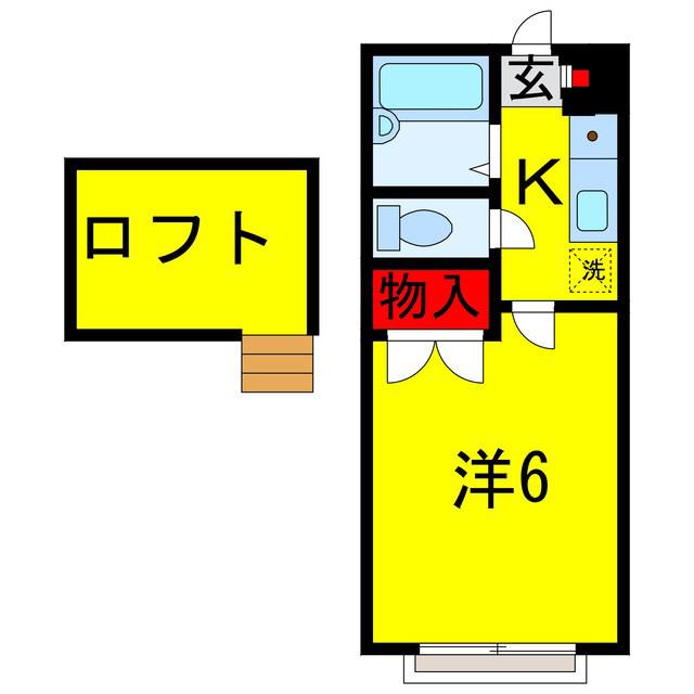 グリーンタウンB(1K/2階)の間取り写真