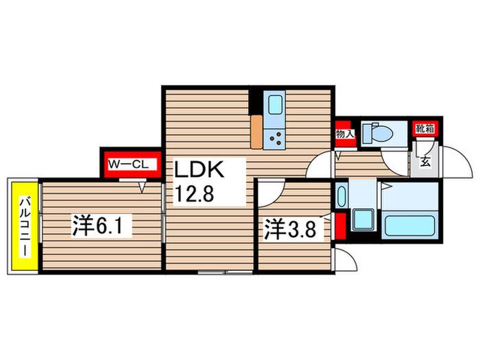 ルリアン北小岩II(2LDK/1階)の間取り写真