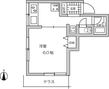 TMハイム(1K/1階)の間取り写真
