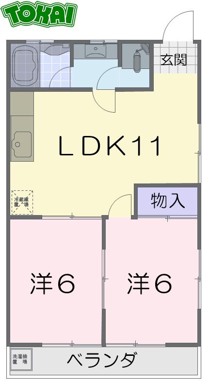 コーポINABA(2LDK/2階)の間取り写真