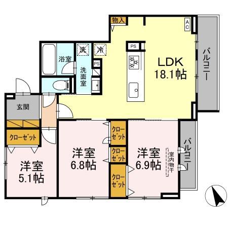 ハスクバーナ江戸川台 ダイワハウスD-ROOM(3LDK/3階)の間取り写真