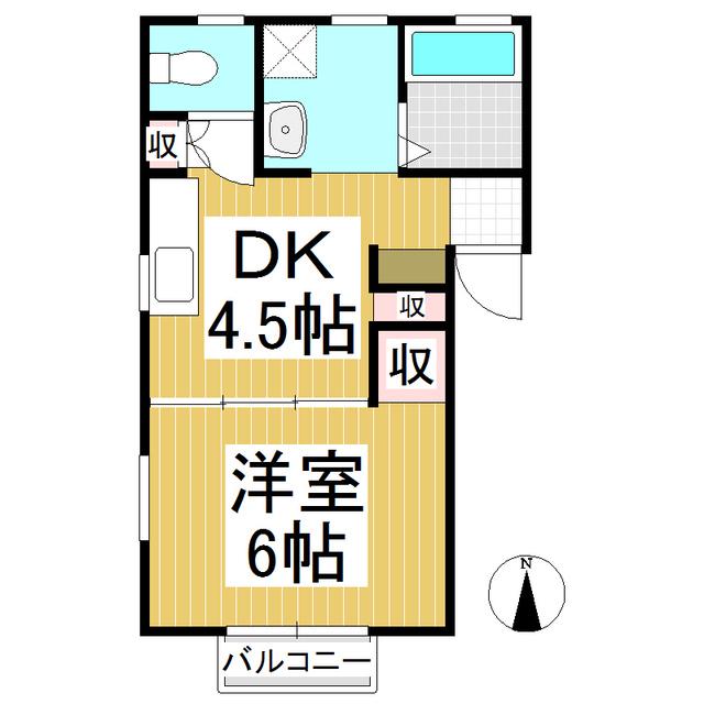 和合コーポ(1DK/2階)の間取り写真