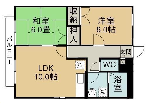 Uティーハイツ(2LDK/1階)の間取り写真