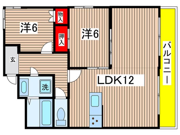 カーサ・ベラ(2LDK/2階)の間取り写真