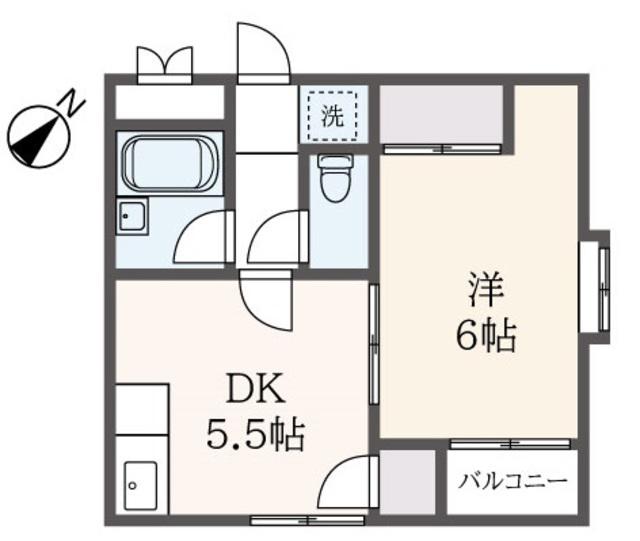 コーポ純(1DK/1階)の間取り写真