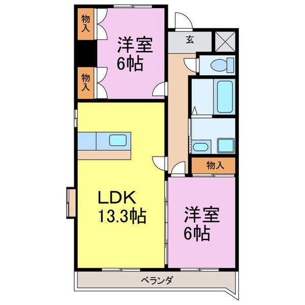 ファンシア(2LDK/3階)の間取り写真