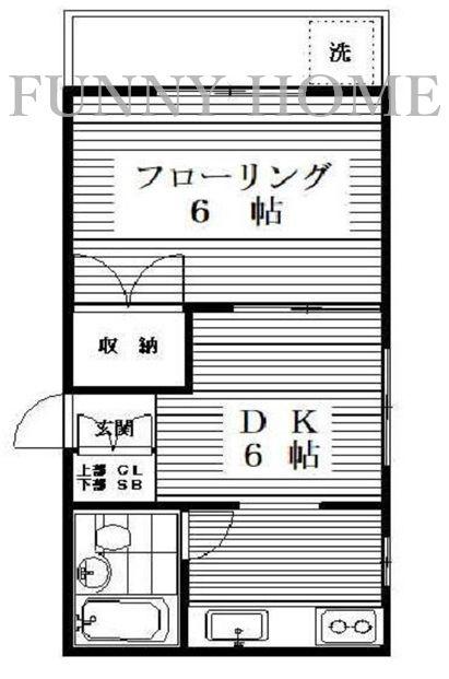 メゾン早見(1DK/2階)の間取り写真