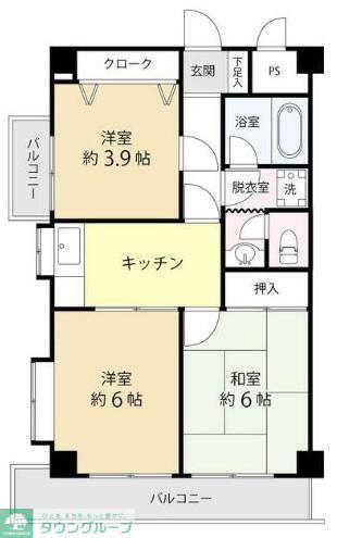 TS GARDEN永山(3K/6階)の間取り写真