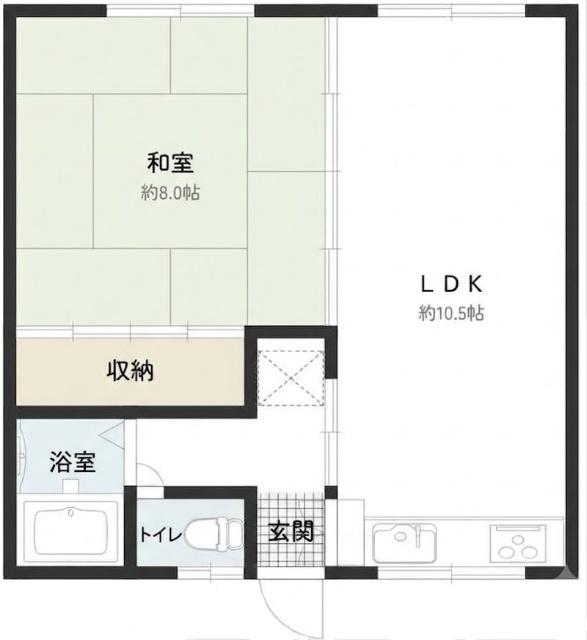 カルム鳥屋部(1LDK/1階)の間取り写真