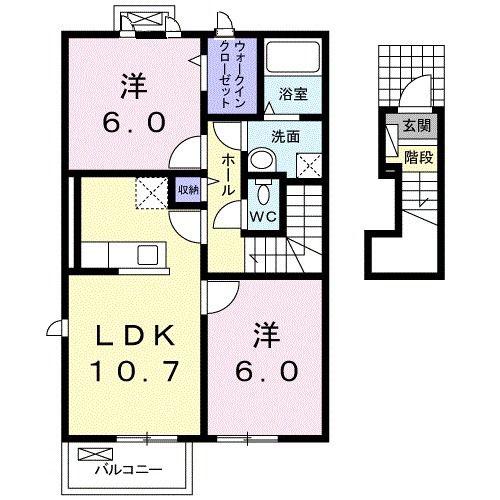 アースビレッジV(2LDK/2階)の間取り写真