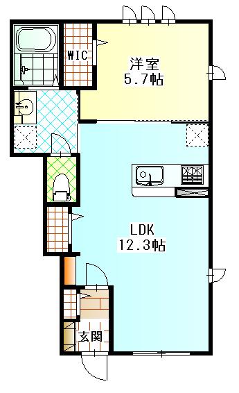 アパート堀之内(1LDK/1階)の間取り写真