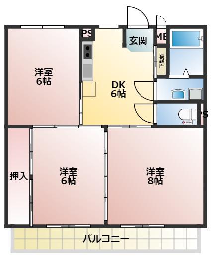 グリンピア条南(3DK/2階)の間取り写真