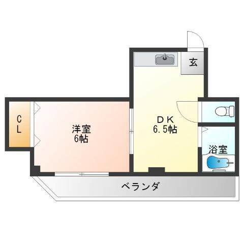 桂ビル(1DK/2階)の間取り写真