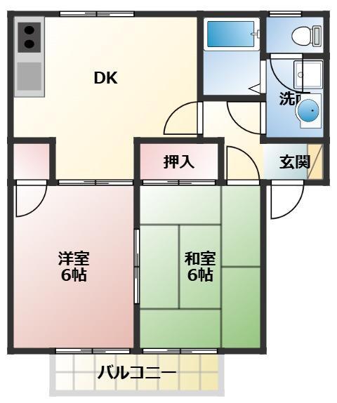 サイレントハイム(2DK/2階)の間取り写真