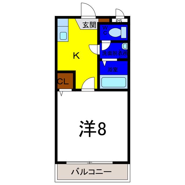 コートアジュール(1K/2階)の間取り写真