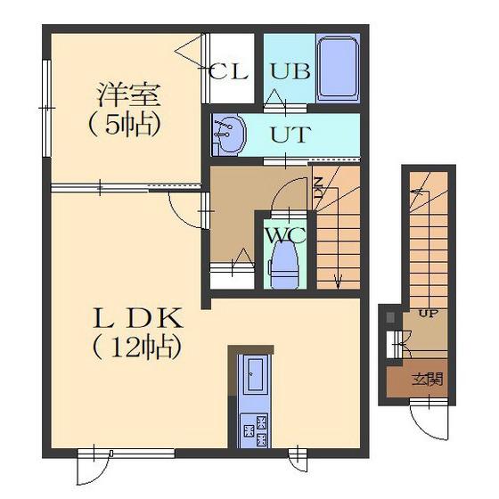 AKS I(1LDK/2階)の間取り写真