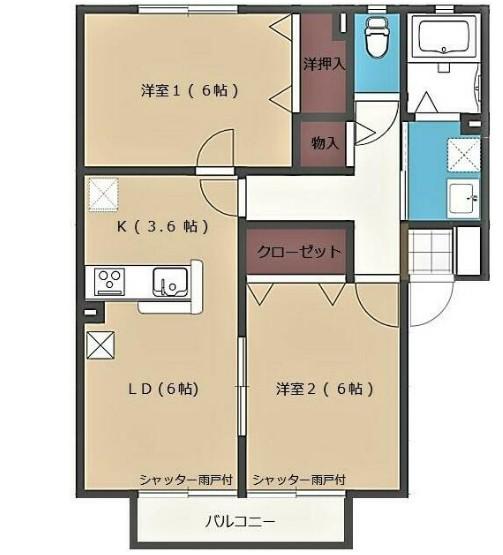 サンフォレスト(2LDK/1階)の間取り写真