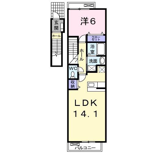 ロードIII(1LDK/2階)の間取り写真