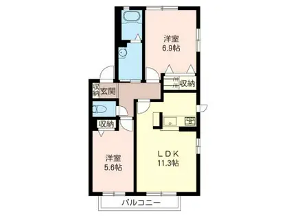 ピュアプレイス谷塚II(2LDK/1階)の間取り写真