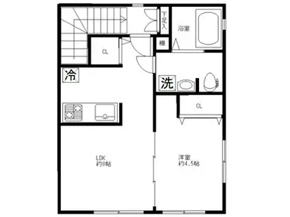 RECX神楽坂(1LDK/3階)の間取り写真