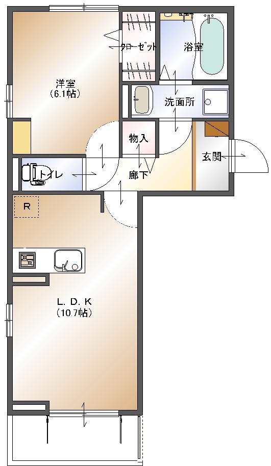 レフアなないろの里(1LDK/1階)の間取り写真