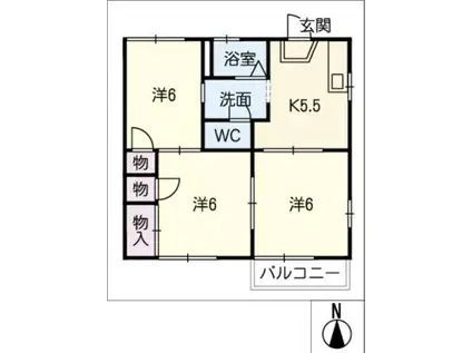 グリーンコーポ西阿倉川(3K/2階)の間取り写真