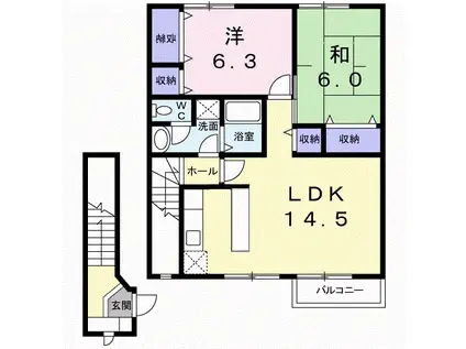 コモド・アビターレ(2LDK/2階)の間取り写真