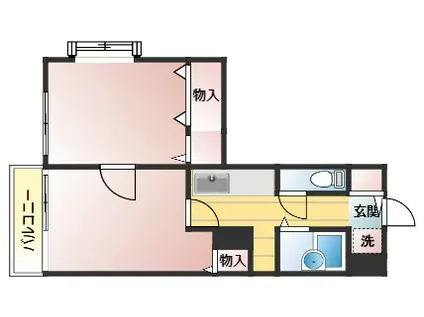 ルネサンス新屋敷(2K/2階)の間取り写真