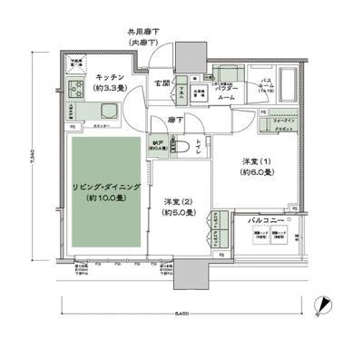 グランドミレーニア(2LDK/25階)の間取り写真