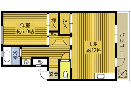 植木ビル(1LDK/2階)の間取り写真