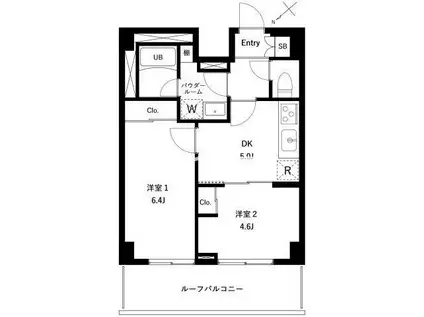 アーバンパーク蒲田南II(2DK/5階)の間取り写真