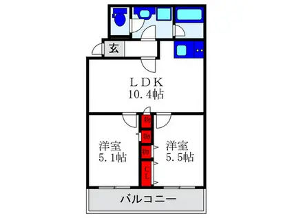 ウエルスクエア豊中北桜塚(2LDK/1階)の間取り写真