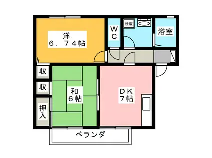 伊豆箱根鉄道駿豆線 大場駅 徒歩22分 2階建 築24年(2DK/2階)の間取り写真