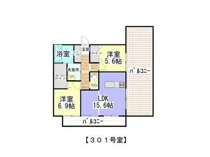 CREST千(2LDK/2階)の間取り写真