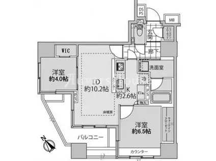 クレヴィア中目黒(2LDK/12階)の間取り写真