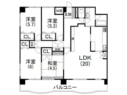 クレールトヨダ(4LDK/9階)の間取り写真