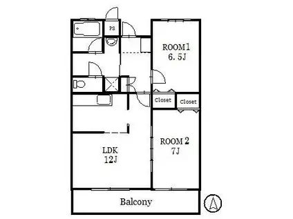 ネーブルうらやしきA(2LDK/1階)の間取り写真