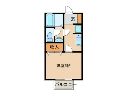 ハイグランディ知井宮(1K/2階)の間取り写真