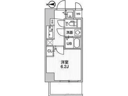LA DOUCEUR江坂II(1K/2階)の間取り写真