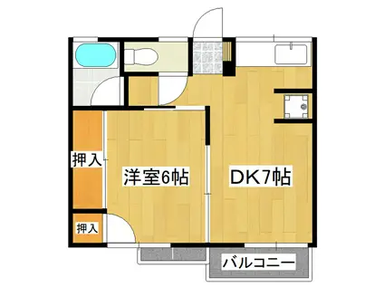 シティハイム フジヤマ(1DK/1階)の間取り写真