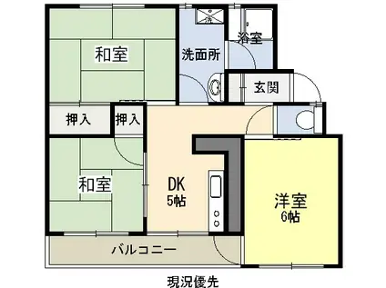 野津マンション(3DK/4階)の間取り写真