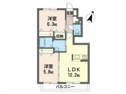 シャーメゾン・コディーノB棟(2LDK/1階)の間取り写真
