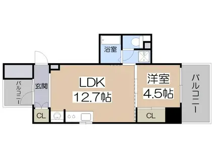 ブリリアントコートクラージュ(1LDK/8階)の間取り写真