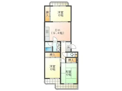 ナカスギマンション(3DK/2階)の間取り写真