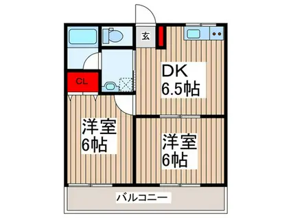 ブルーメアイダ(2DK/2階)の間取り写真