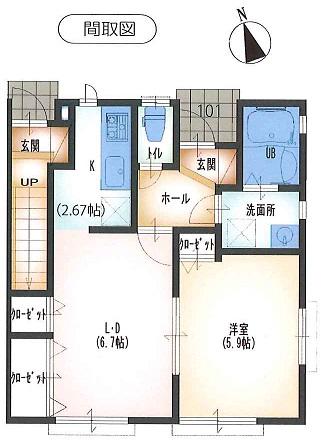 コスモハウスA棟(1LDK/1階)の間取り写真